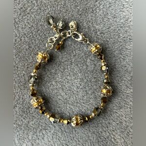Beautiful BRIGHTON Silver & Gold Tone Faceted Crystal Beaded Bracelet NWOT